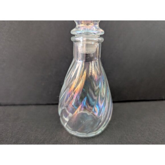 Vintage Iridescent Swirl Glass Perfume Bottle With Stopper - Picture 5 of 6